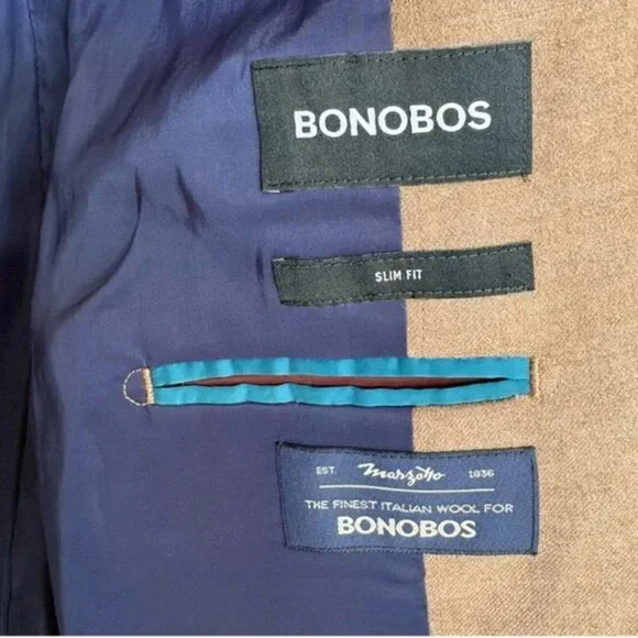 Bonobos Italian Stretch Wool Flannel Jacket Blazer - 38s Slim - NWOT - Picture 4 of 6